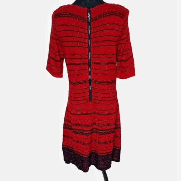 Women L/XL Cottagecore Fairy Retro Preppy Pop Of Red Lacy Holiday Sweater Dress - Picture 7 of 11